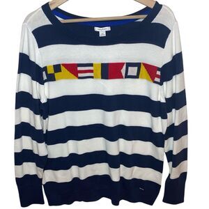 NAUTICA Signal Flag Striped Womens Boatneck Sweater